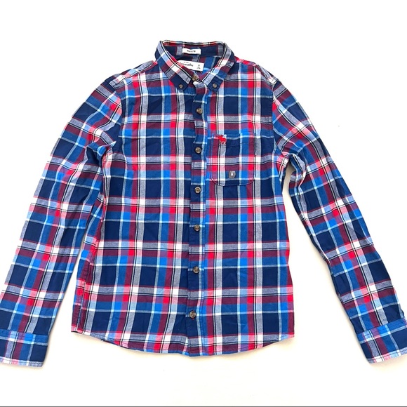 Abercrombie Boys Red Blue Plaid Flannel Shirt NWT B12/24